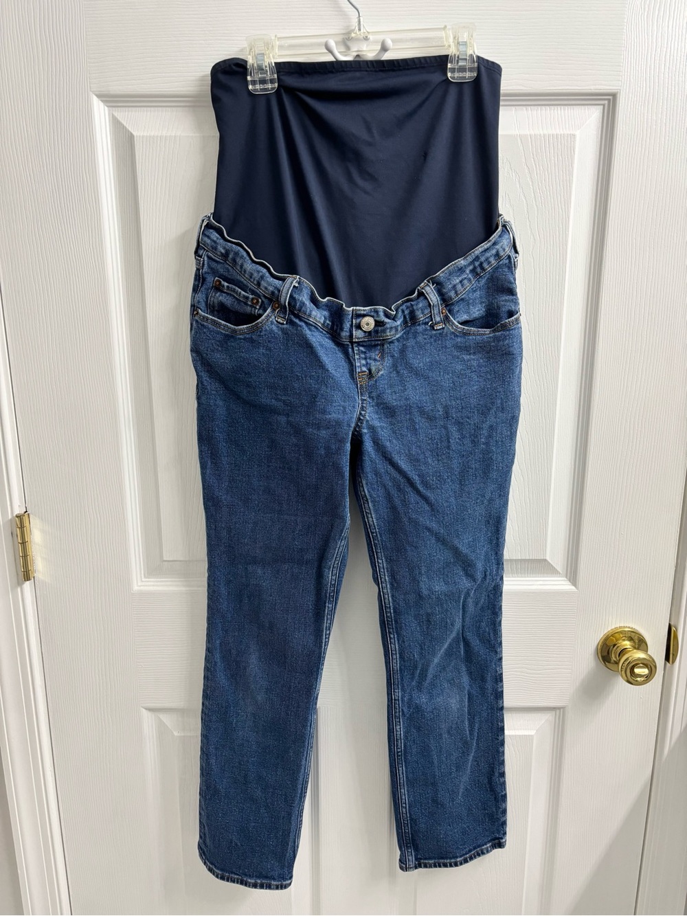 Abercrombie & Fitch Ankle Straight Maternity Jeans 27 Blue Denim Over Belly